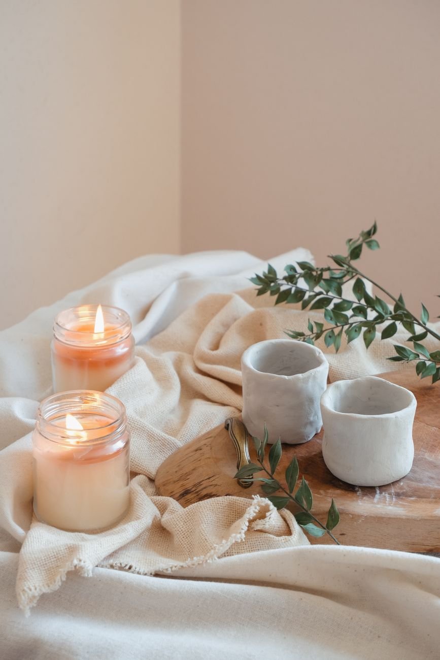 candles and jars on the table