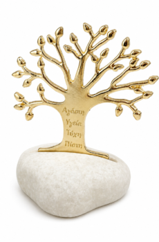 Wish Tree μπομπονιέρα με χρυσό Δέντρο της Ζωής σε πολυεστερική πέτρα για γάμο και βάπτιση